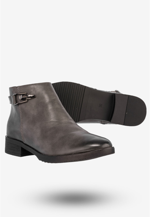 Botki Damskie Ekoskóra Buty Na Zimę Ocieplane Jezzi Szare RMR1811-4