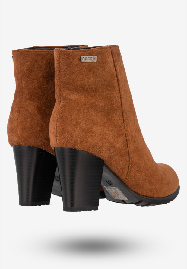 Botki Damskie Buty Na Zimę Ocieplane Na Słupku Goodin Camel GD-BM-117