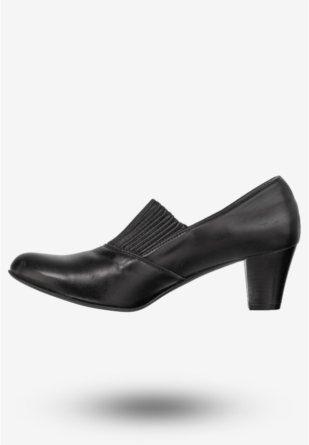 Półbuty Damskie Skórzane Eleganckie Buty Na Obcasie eSKa Czarne 582