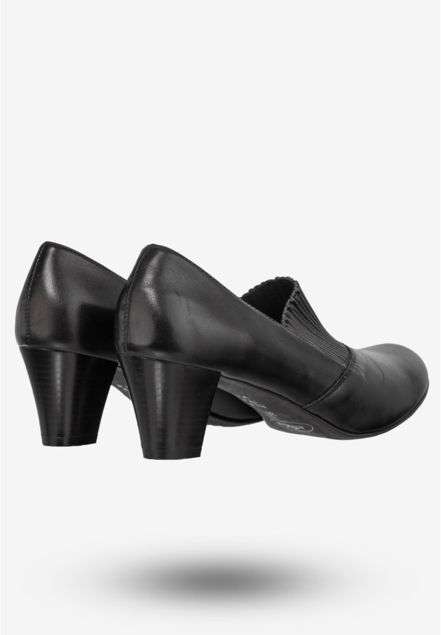 Półbuty Damskie Skórzane Eleganckie Buty Na Obcasie eSKa Czarne 582