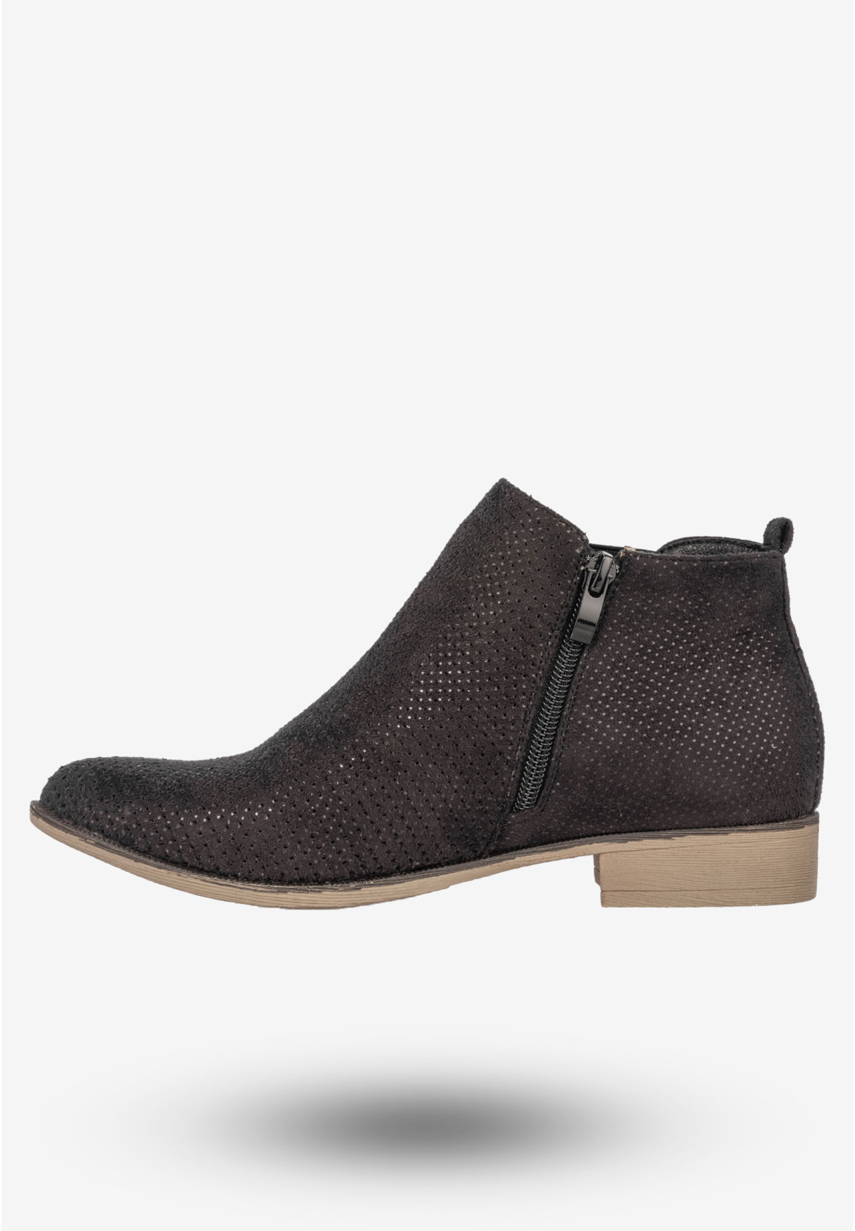 Botki Damskie Eleganckie Buty Na Płaskim Obcasie Jezzi Czarne AM65-80