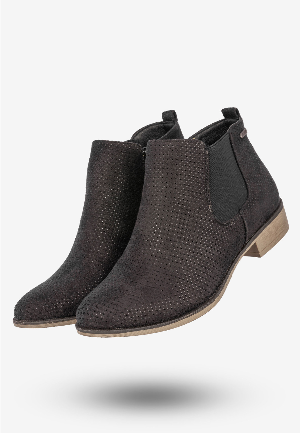 Botki Damskie Eleganckie Buty Na Płaskim Obcasie Jezzi Czarne AM65-80