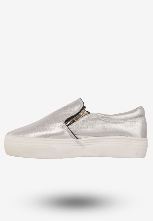 Tenisówki Damskie Półbuty Slip-on Wsuwane Buty Kylie Srebrne
