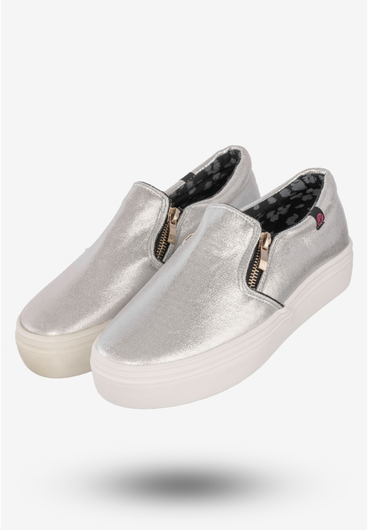 Tenisówki Damskie Półbuty Slip-on Wsuwane Buty Kylie Srebrne