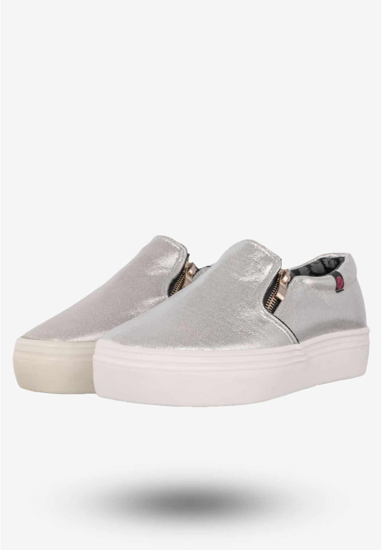 Tenisówki Damskie Półbuty Slip-on Wsuwane Buty Kylie Srebrne