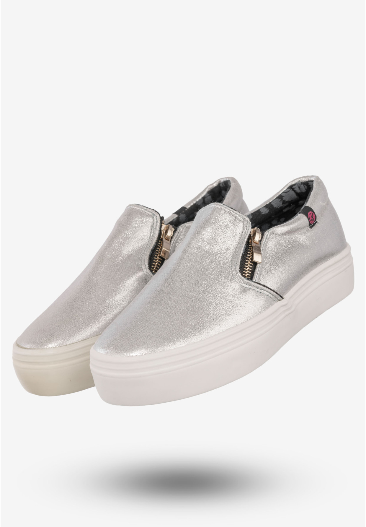 Tenisówki Damskie Półbuty Slip-on Wsuwane Buty Kylie Srebrne