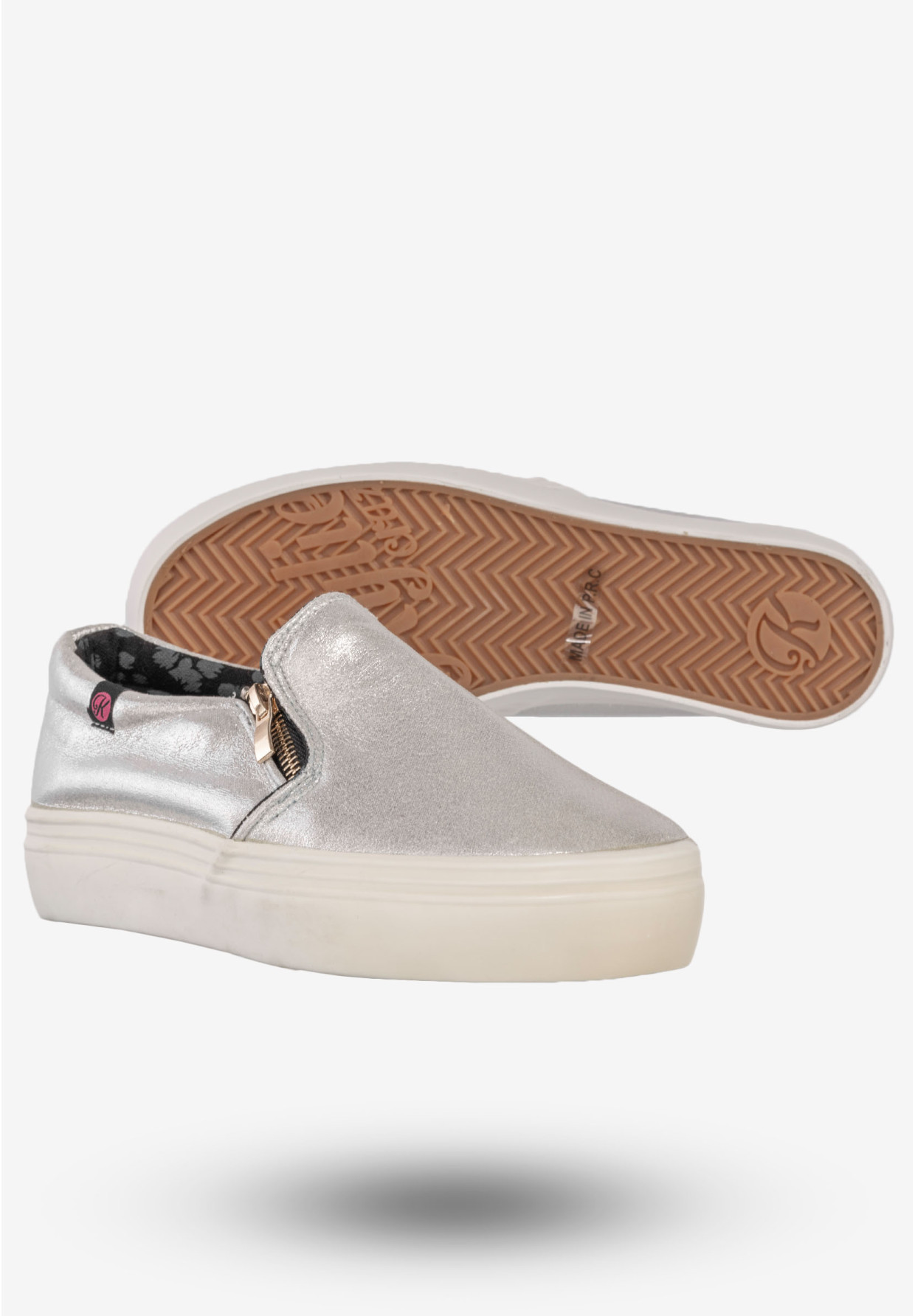 Tenisówki Damskie Półbuty Slip-on Wsuwane Buty Kylie Srebrne