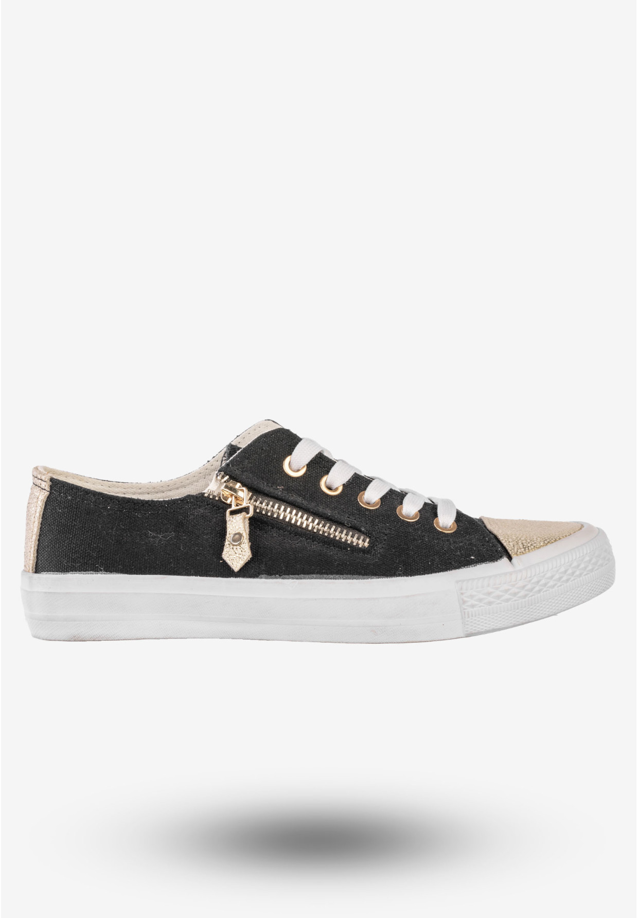 Trampki Damskie Tenisówki Eleganckie Sznurowane Sport Star Czarne DD8227-1
