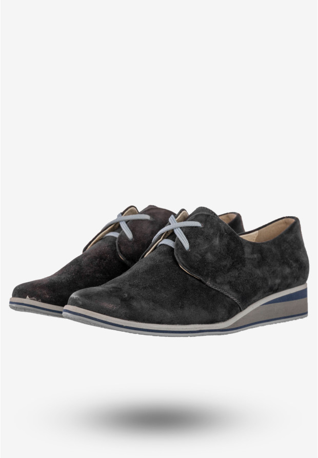 Półbuty Damskie Skórzane Buty Eleganckie eSKa Granatowe 1017
