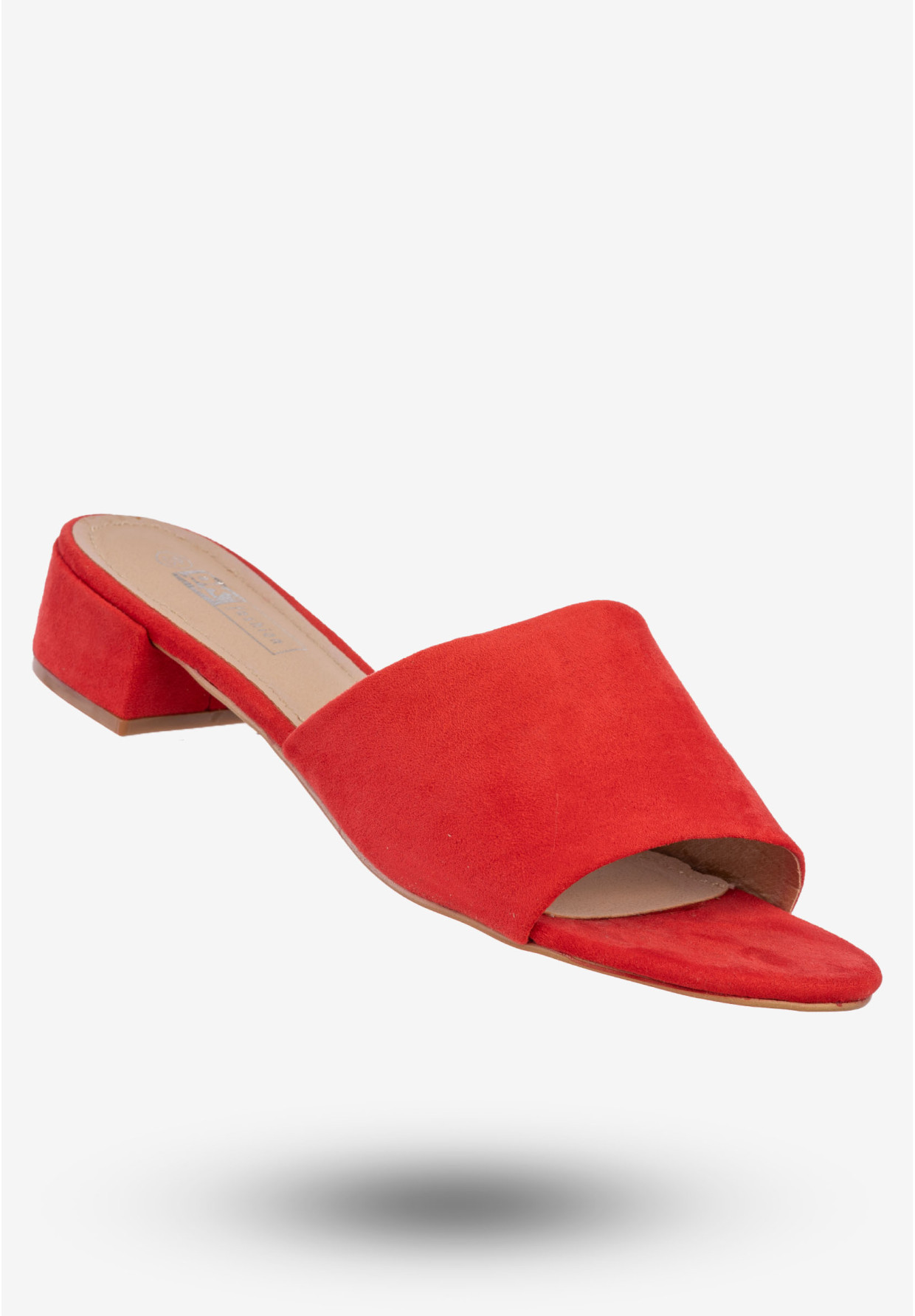 Klapki Damskie Buty Wsuwane Na Niskim Obcasie DK Czerwone 8Y6423-9