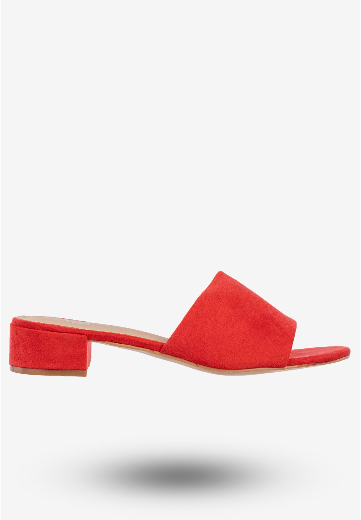 Klapki Damskie Buty Wsuwane Na Niskim Obcasie DK Czerwone 8Y6423-9