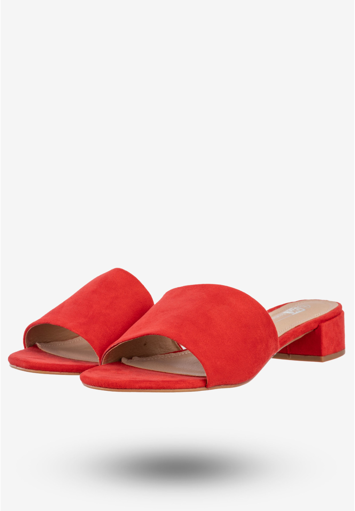 Klapki Damskie Buty Wsuwane Na Niskim Obcasie DK Czerwone 8Y6423-9