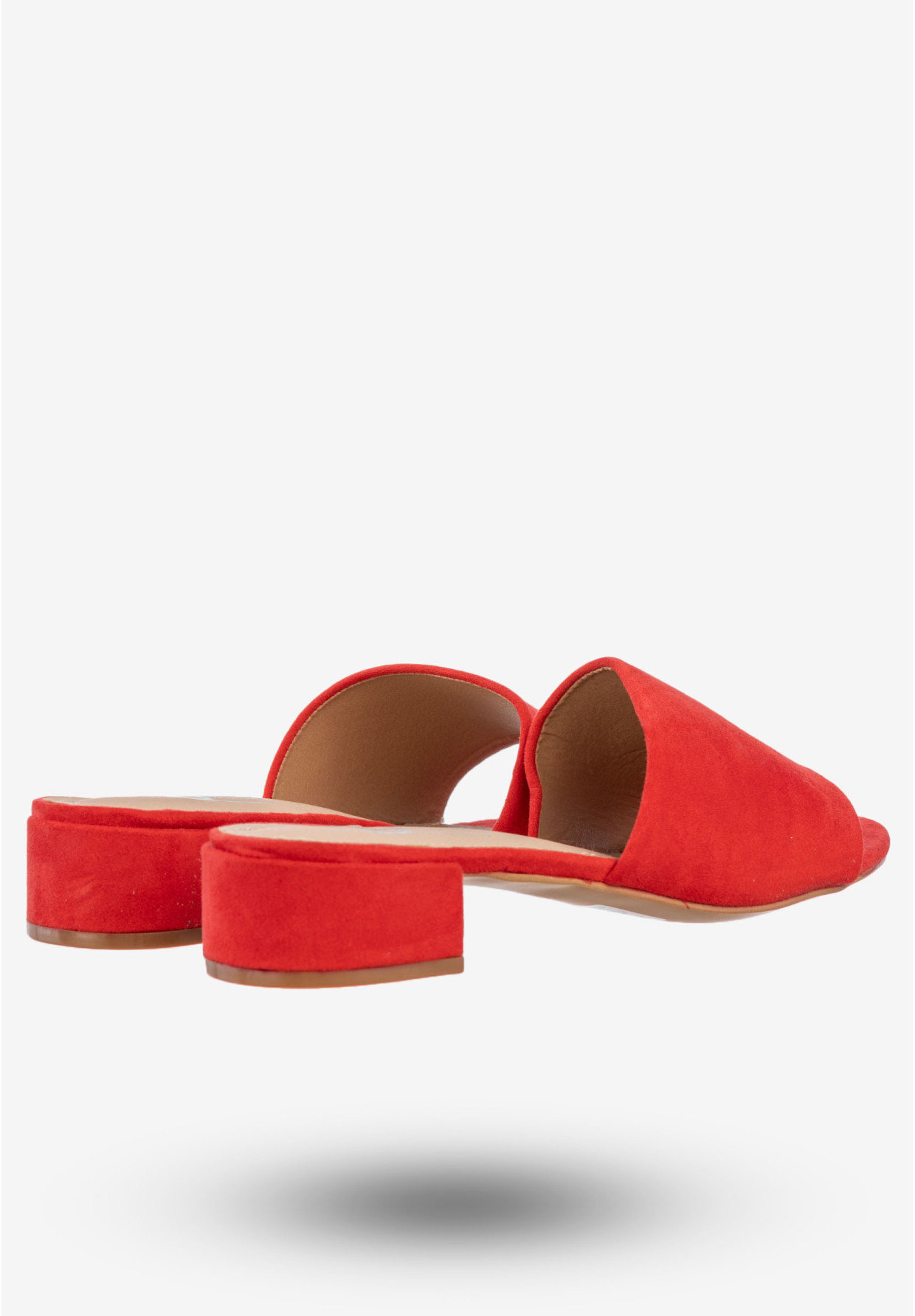 Klapki Damskie Buty Wsuwane Na Niskim Obcasie DK Czerwone 8Y6423-9