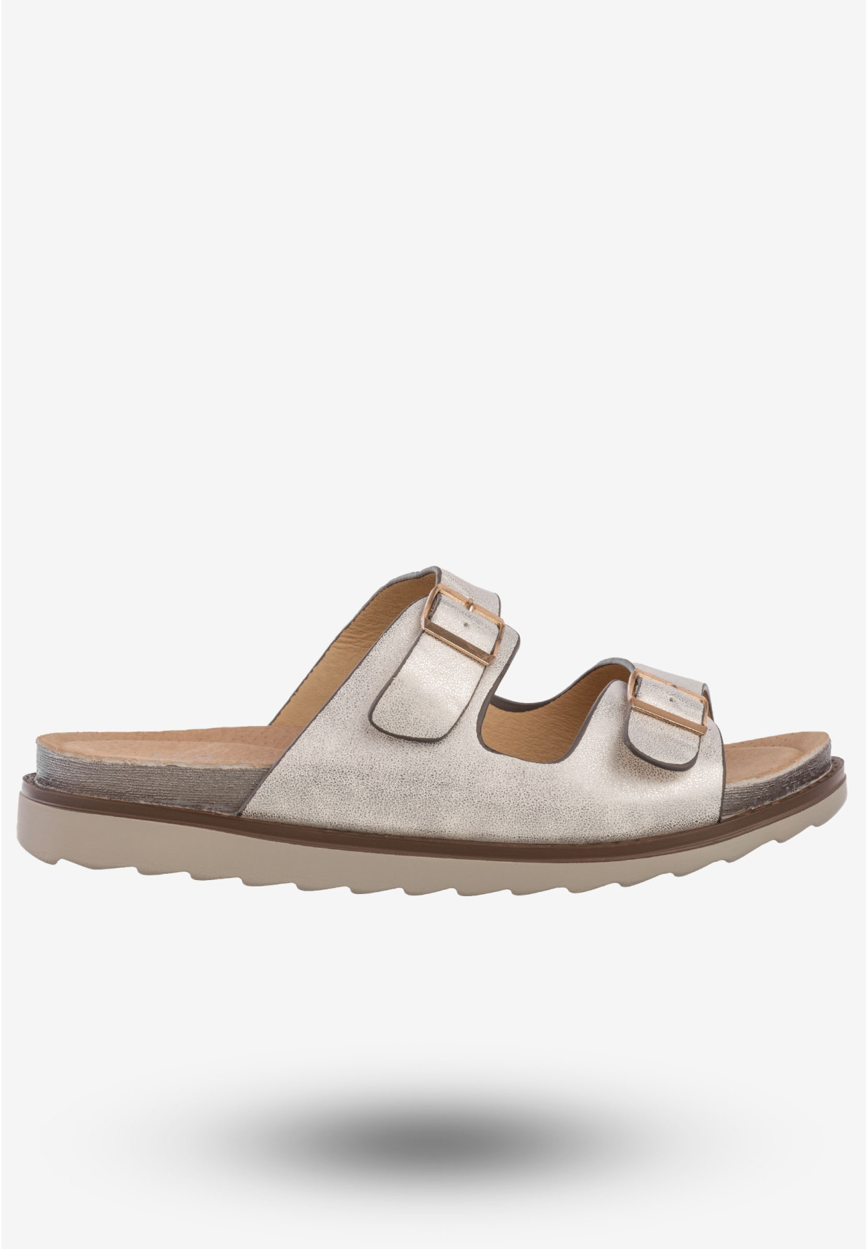 Klapki Damskie Ekoskóra Buty Wsuwane DK Julie Srebrne L16803
