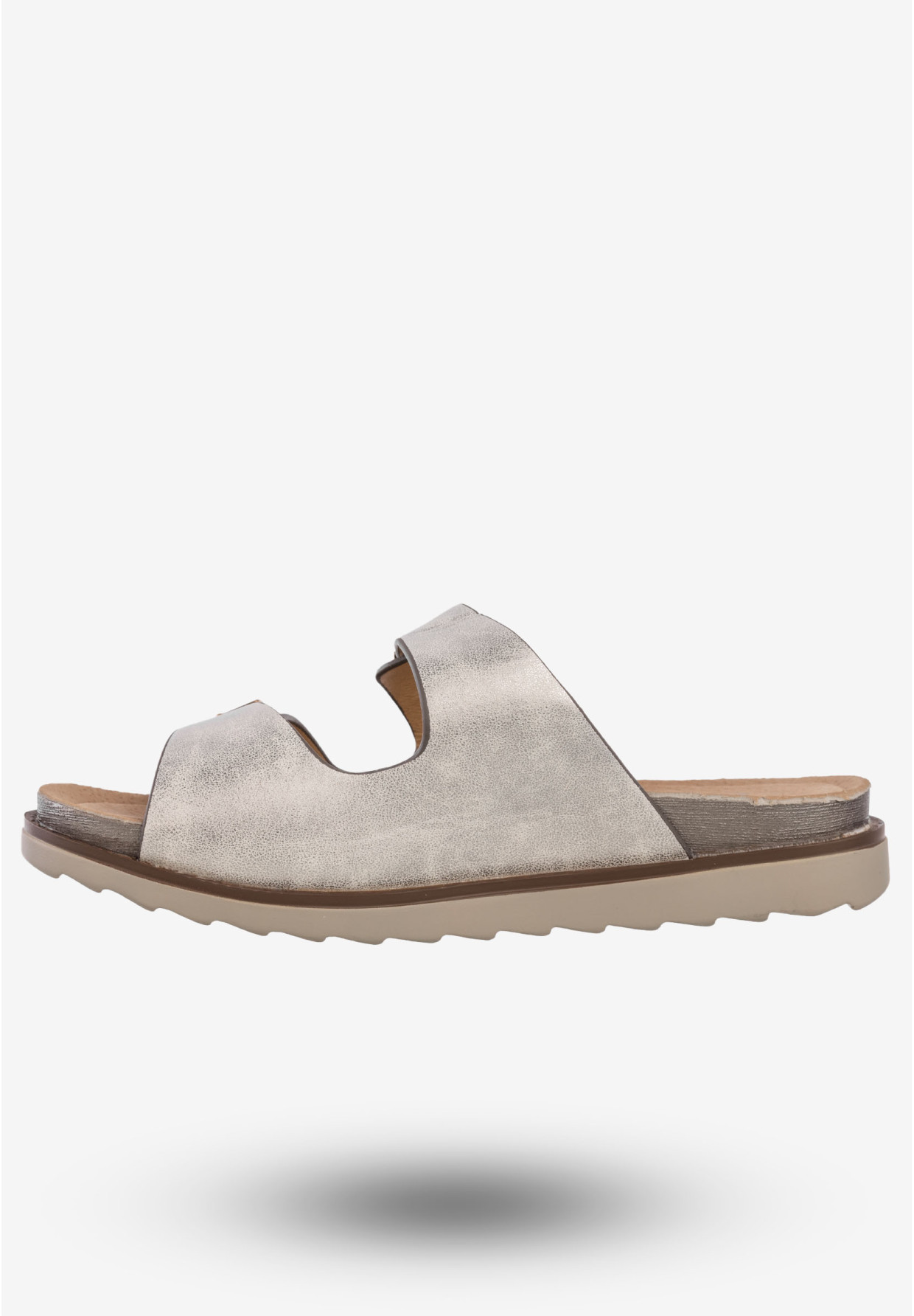 Klapki Damskie Ekoskóra Buty Wsuwane DK Julie Srebrne L16803