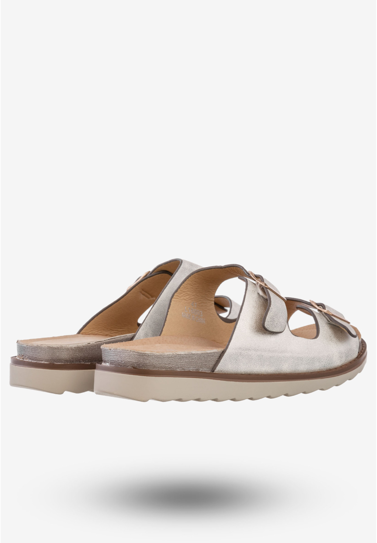 Klapki Damskie Ekoskóra Buty Wsuwane DK Julie Srebrne L16803