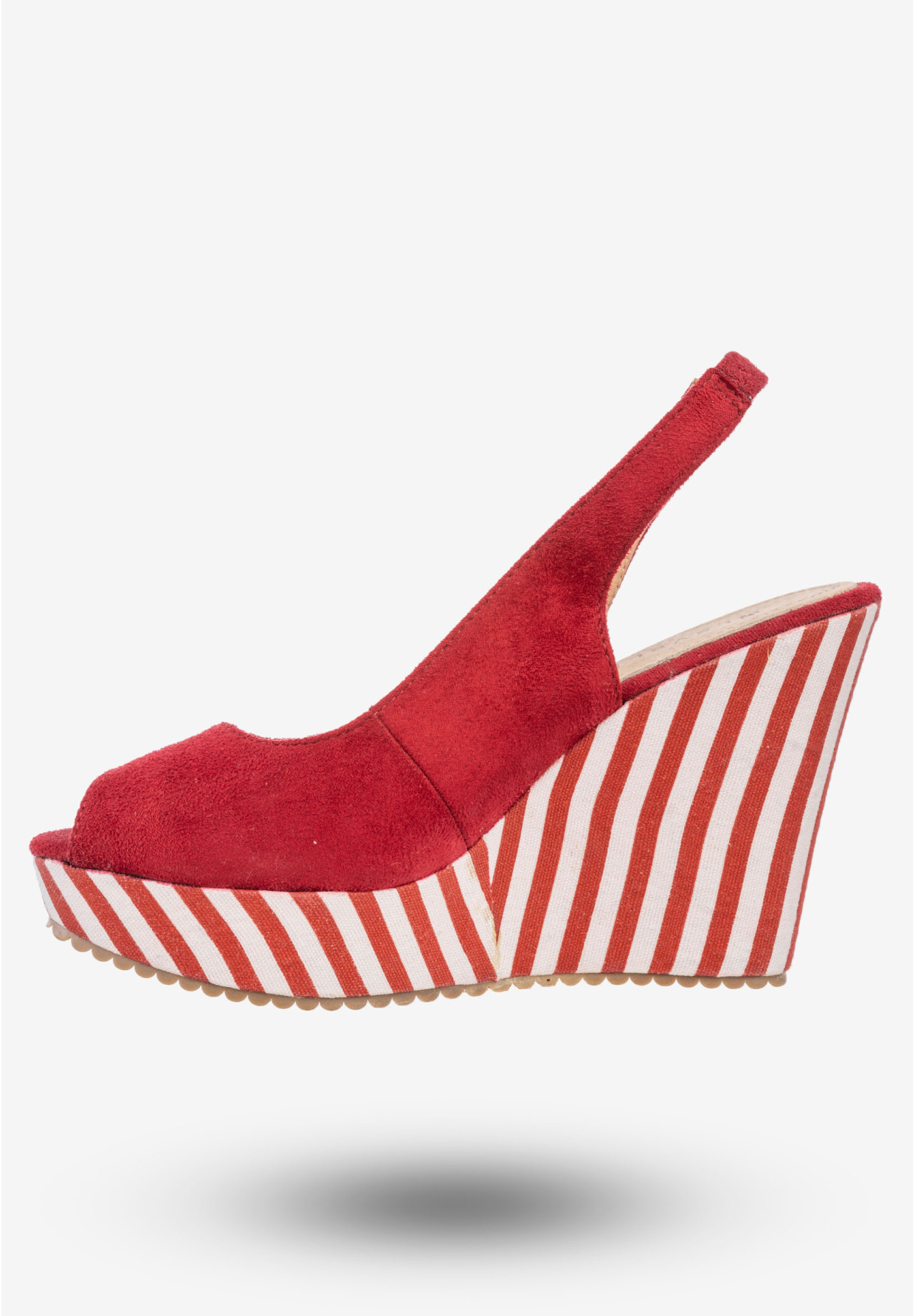 Sandały Damskie Buty Na Koturnie W Paski Wysokie Level F Czerwone 7SF-QH84528F