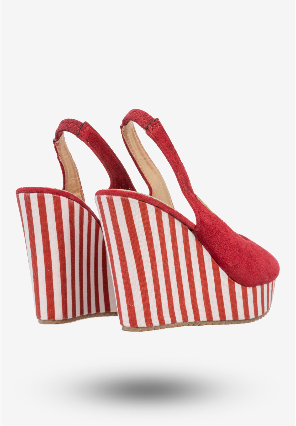 Sandały Damskie Buty Na Koturnie W Paski Wysokie Level F Czerwone 7SF-QH84528F