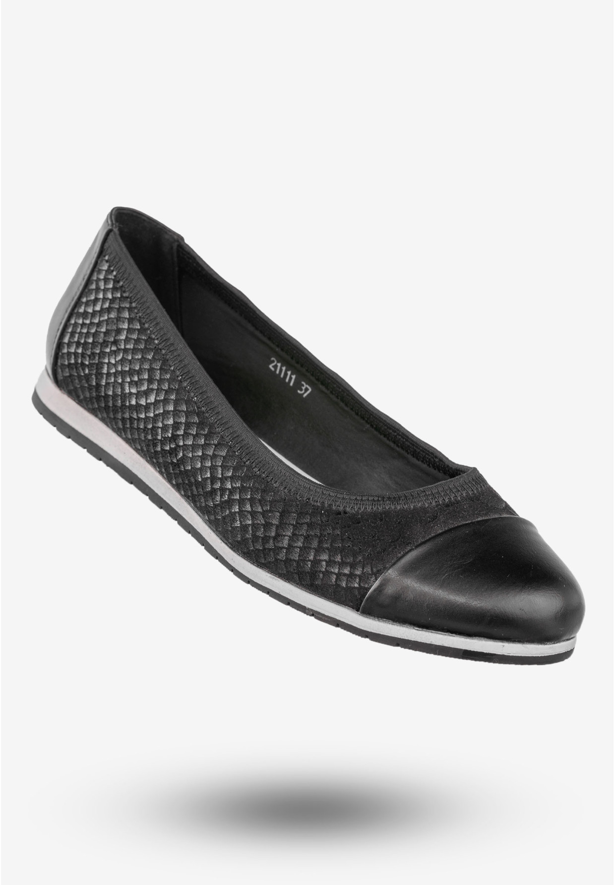 Baleriny Damskie Półbuty Wsuwane Buty Eleganckie Sergio Leone Czarne