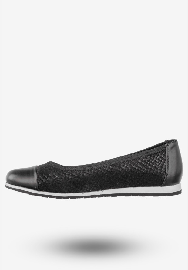 Baleriny Damskie Półbuty Wsuwane Buty Eleganckie Sergio Leone Czarne