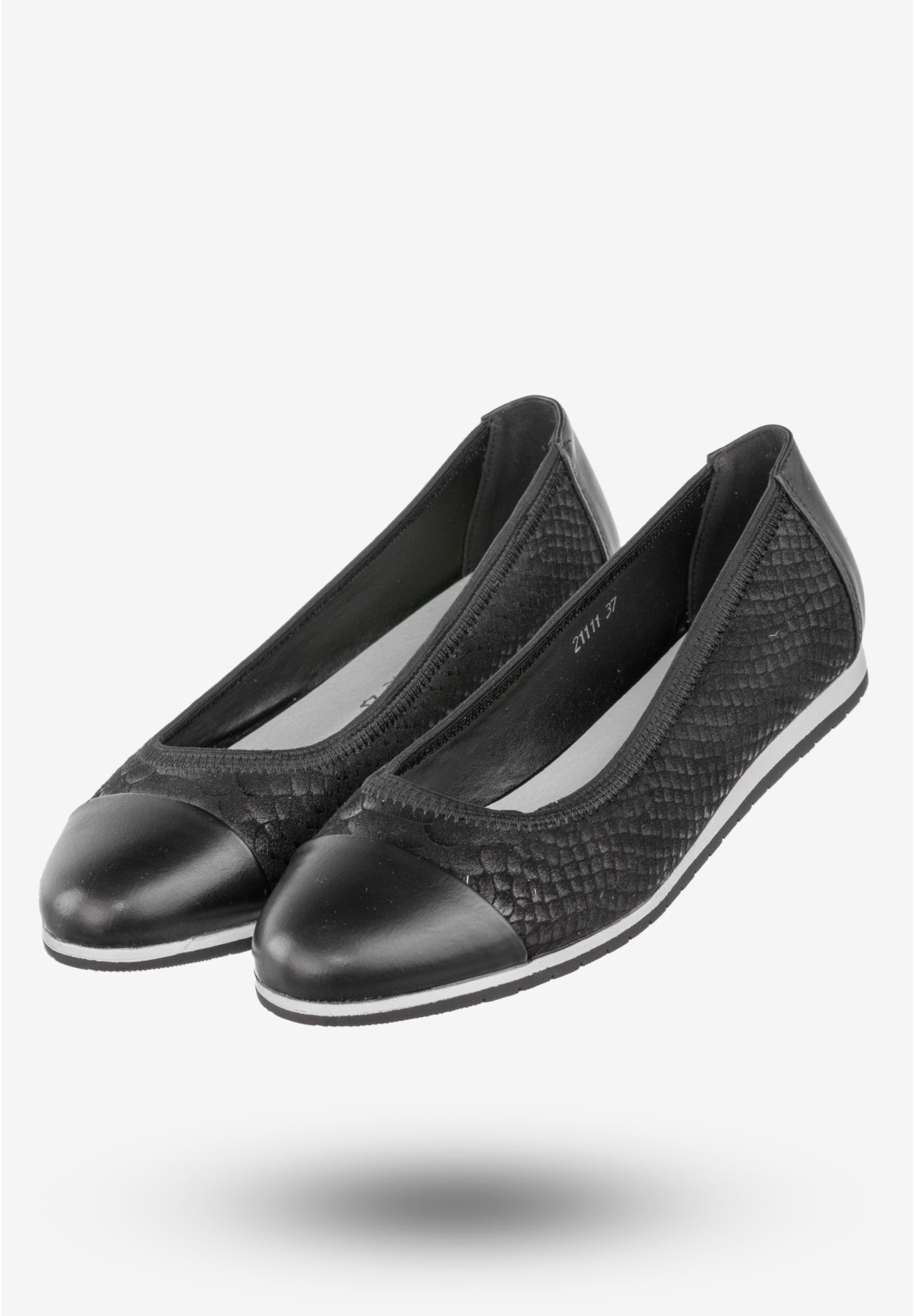 Baleriny Damskie Półbuty Wsuwane Buty Eleganckie Sergio Leone Czarne