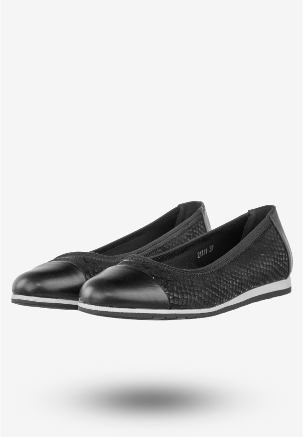 Baleriny Damskie Półbuty Wsuwane Buty Eleganckie Sergio Leone Czarne