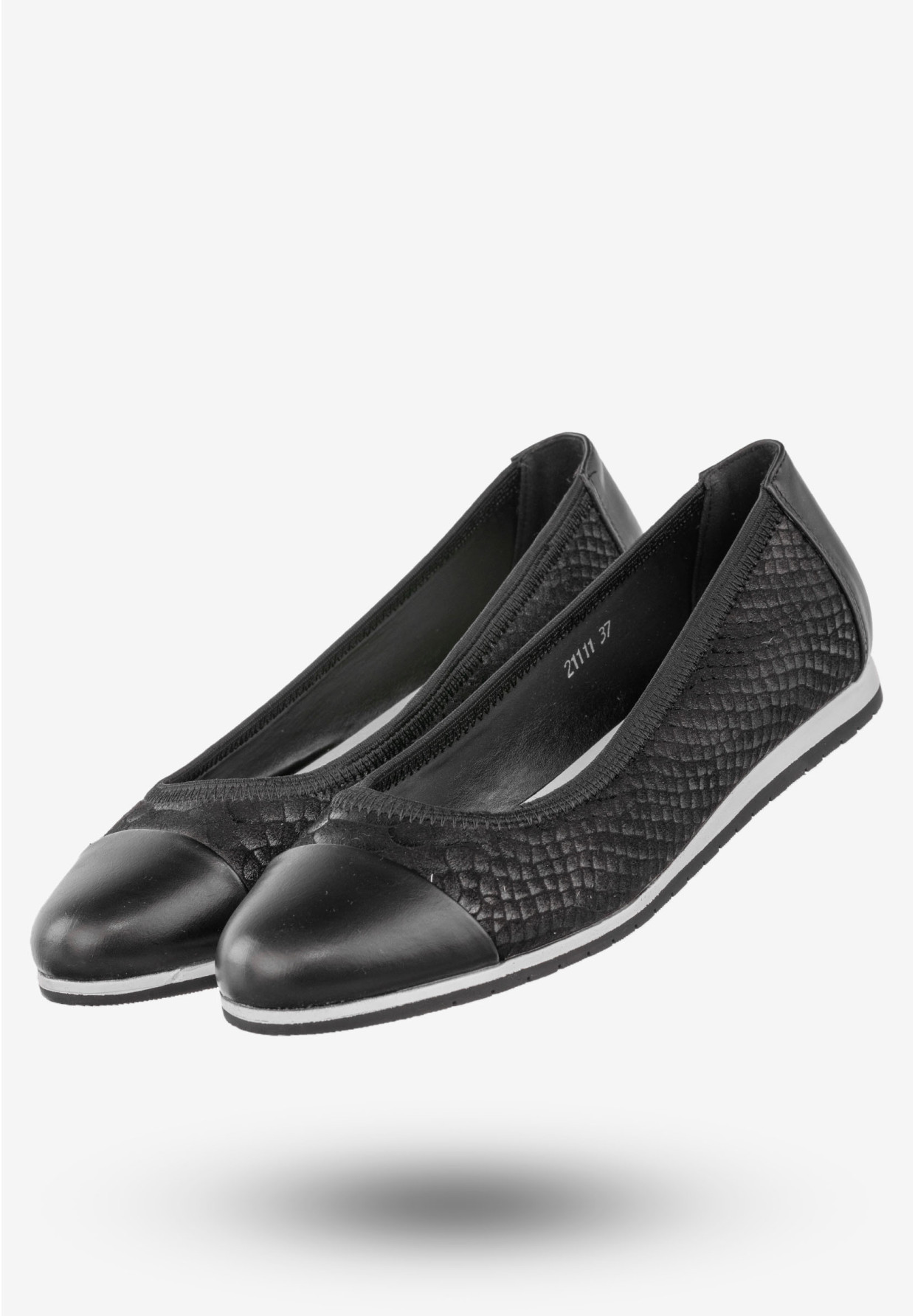 Baleriny Damskie Półbuty Wsuwane Buty Eleganckie Sergio Leone Czarne