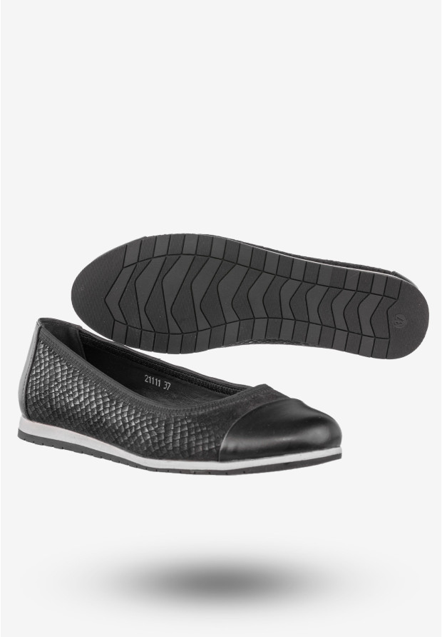 Baleriny Damskie Półbuty Wsuwane Buty Eleganckie Sergio Leone Czarne