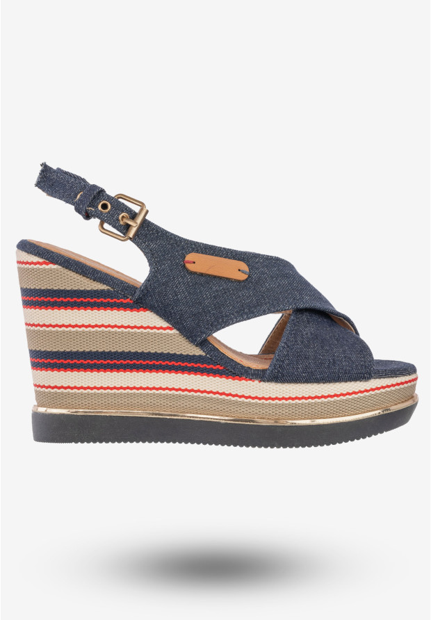 Sandały Na Koturnie Damskie Buty Zapinane Wysokie DK Jeans
