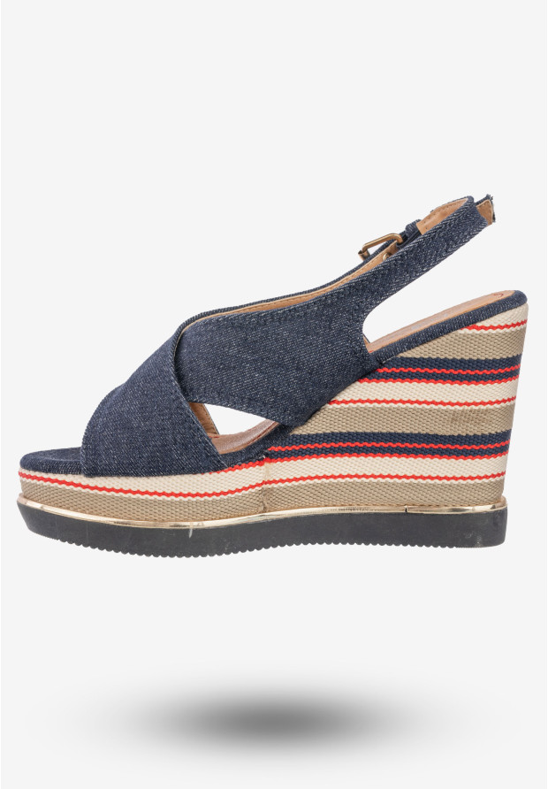 Sandały Na Koturnie Damskie Buty Zapinane Wysokie DK Jeans