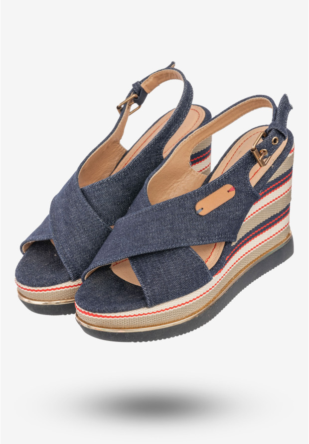 Sandały Na Koturnie Damskie Buty Zapinane Wysokie DK Jeans