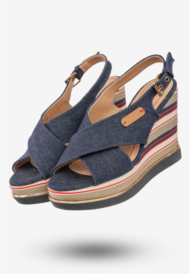 Sandały Na Koturnie Damskie Buty Zapinane Wysokie DK Jeans