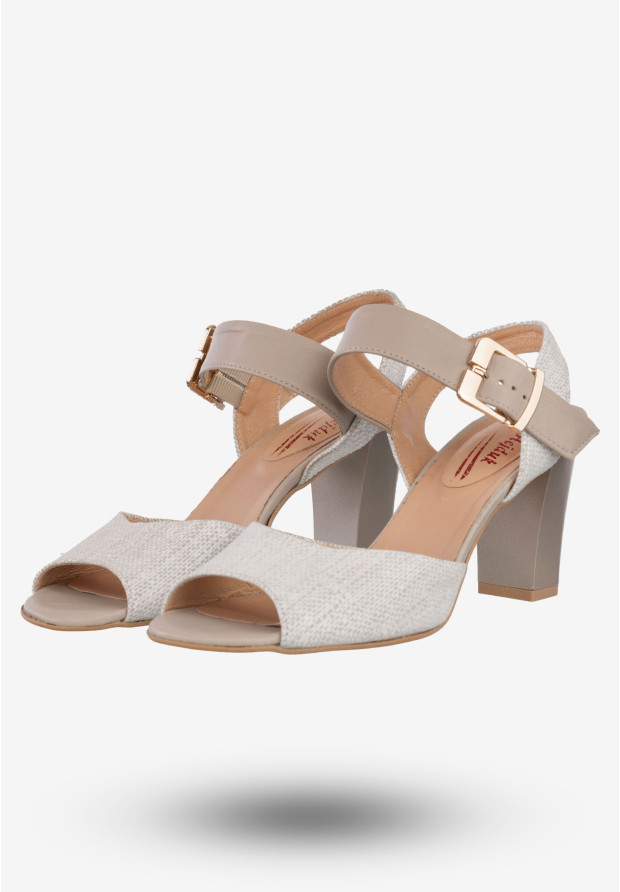 Sandały Damskie Skórzane Buty Na Obcasie Eleganckie RJ Hejduk Białe