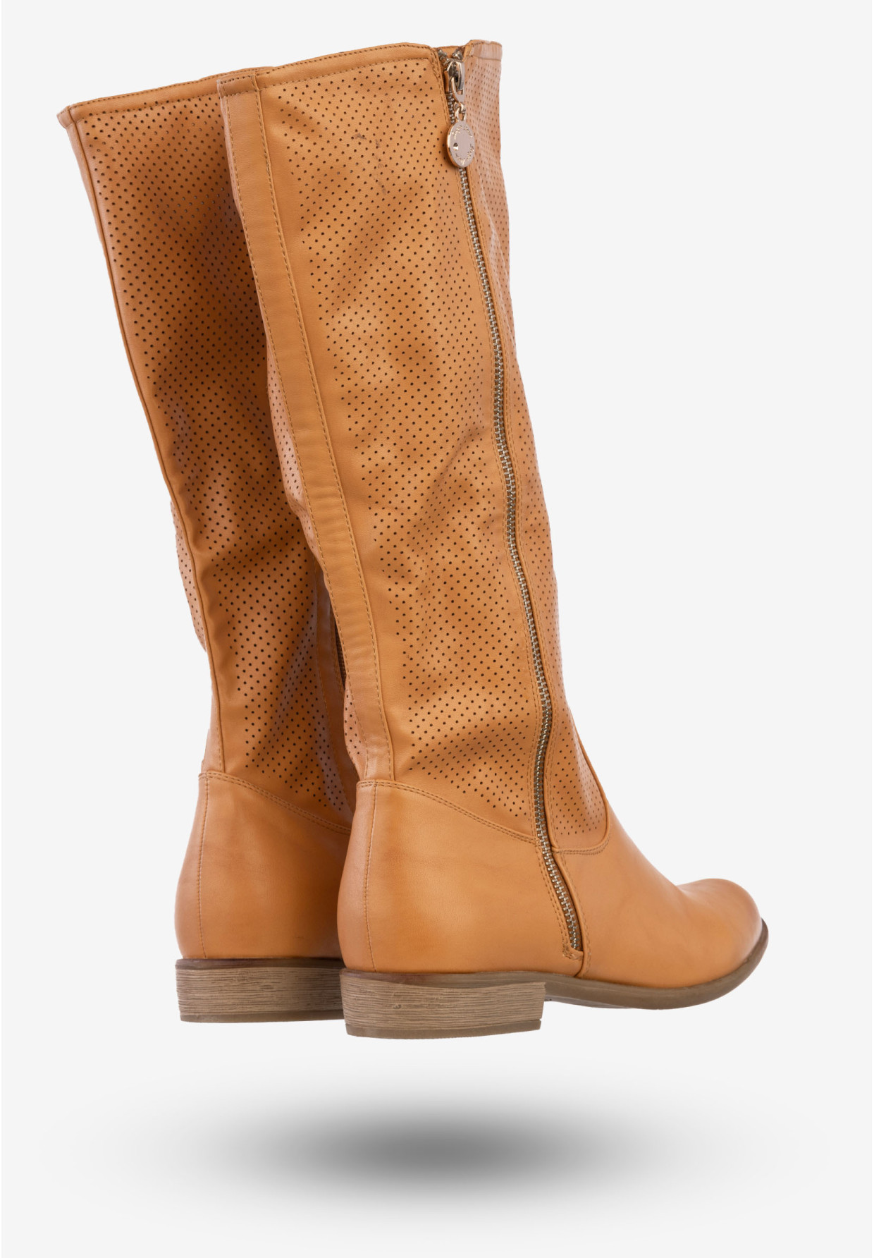 Kozaki Damskie Ekoskóra Buty Na Zimę Jesień Sergio Leone Camel 5018