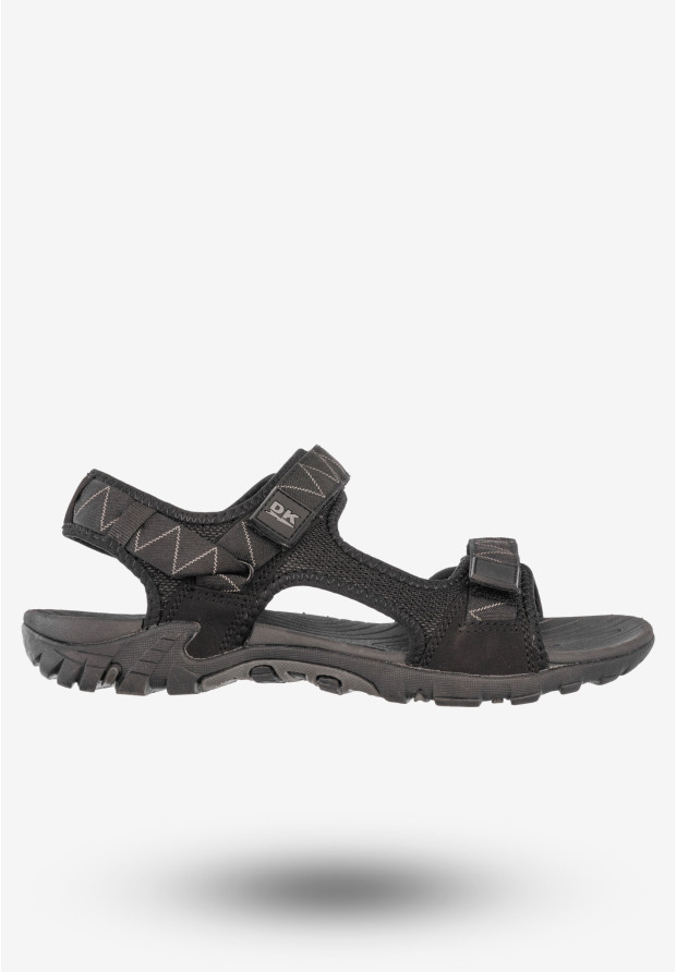 Sandały Męskie Ekoskóra Buty Na Rzepy Letnie DK Czarny/Szary S9507
