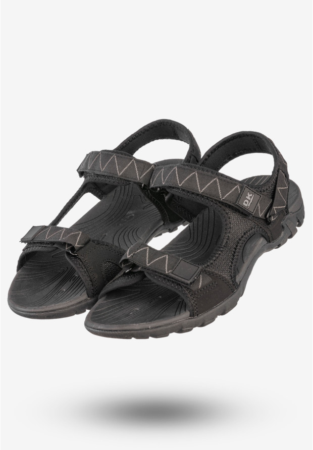 Sandały Męskie Ekoskóra Buty Na Rzepy Letnie DK Czarny/Szary S9507