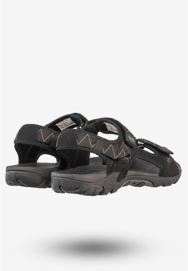 Sandały Męskie Ekoskóra Buty Na Rzepy Letnie DK Czarny/Szary S9507