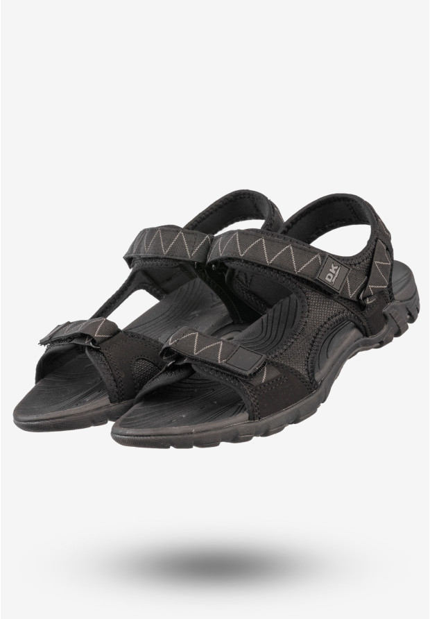 Sandały Męskie Ekoskóra Buty Na Rzepy Letnie DK Czarny/Szary S9507