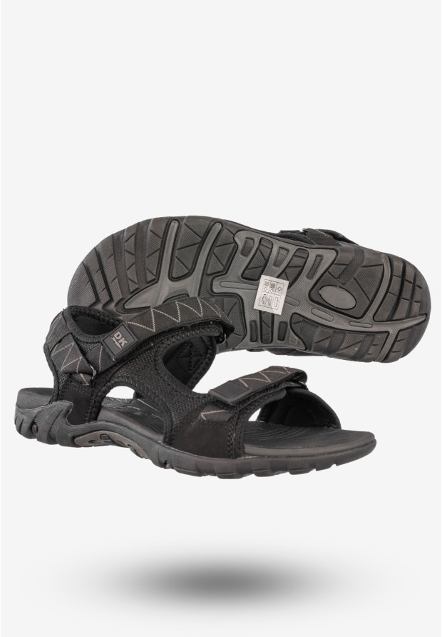 Sandały Męskie Ekoskóra Buty Na Rzepy Letnie DK Czarny/Szary S9507