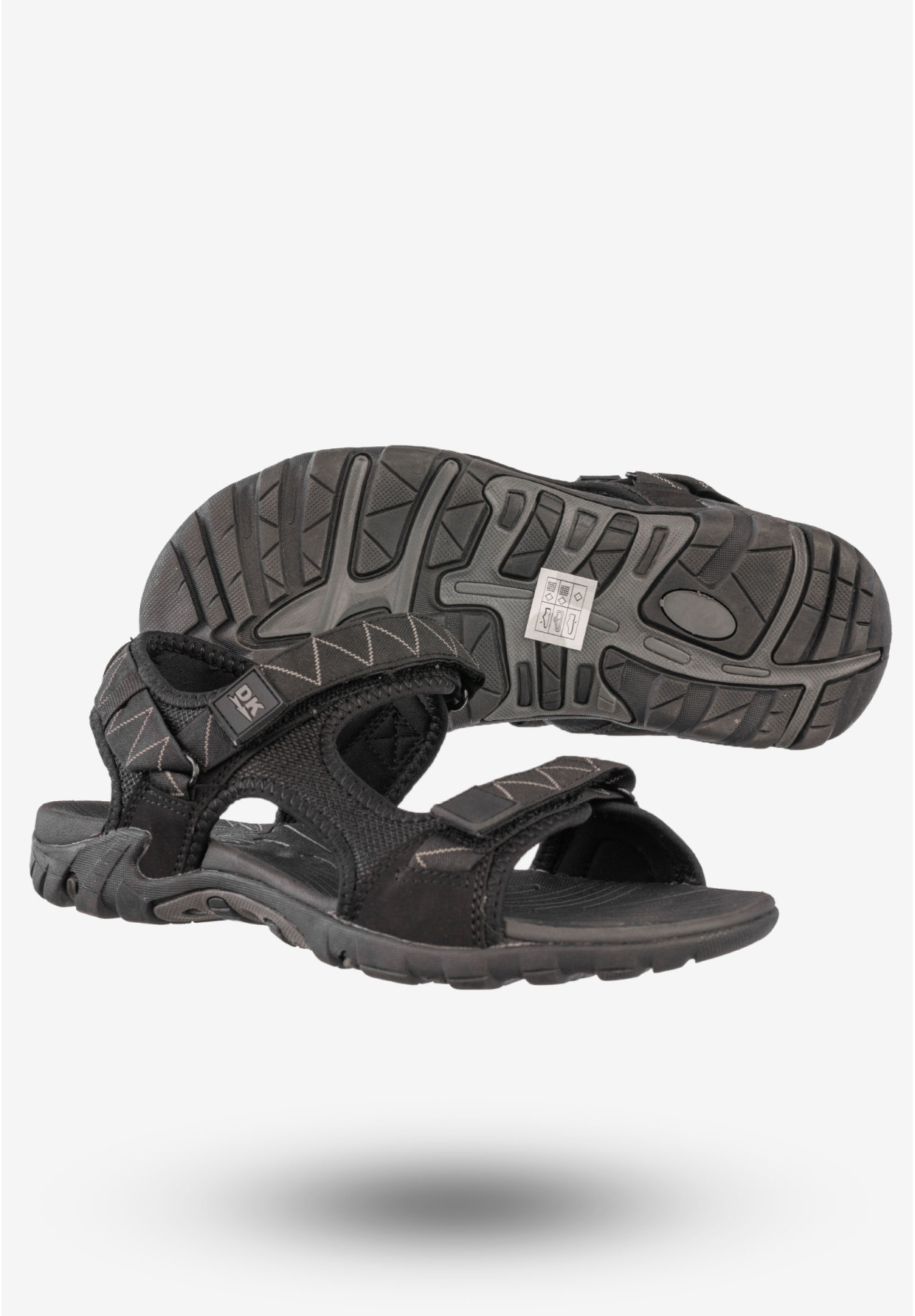 Sandały Męskie Ekoskóra Buty Na Rzepy Letnie DK Czarny/Szary S9507