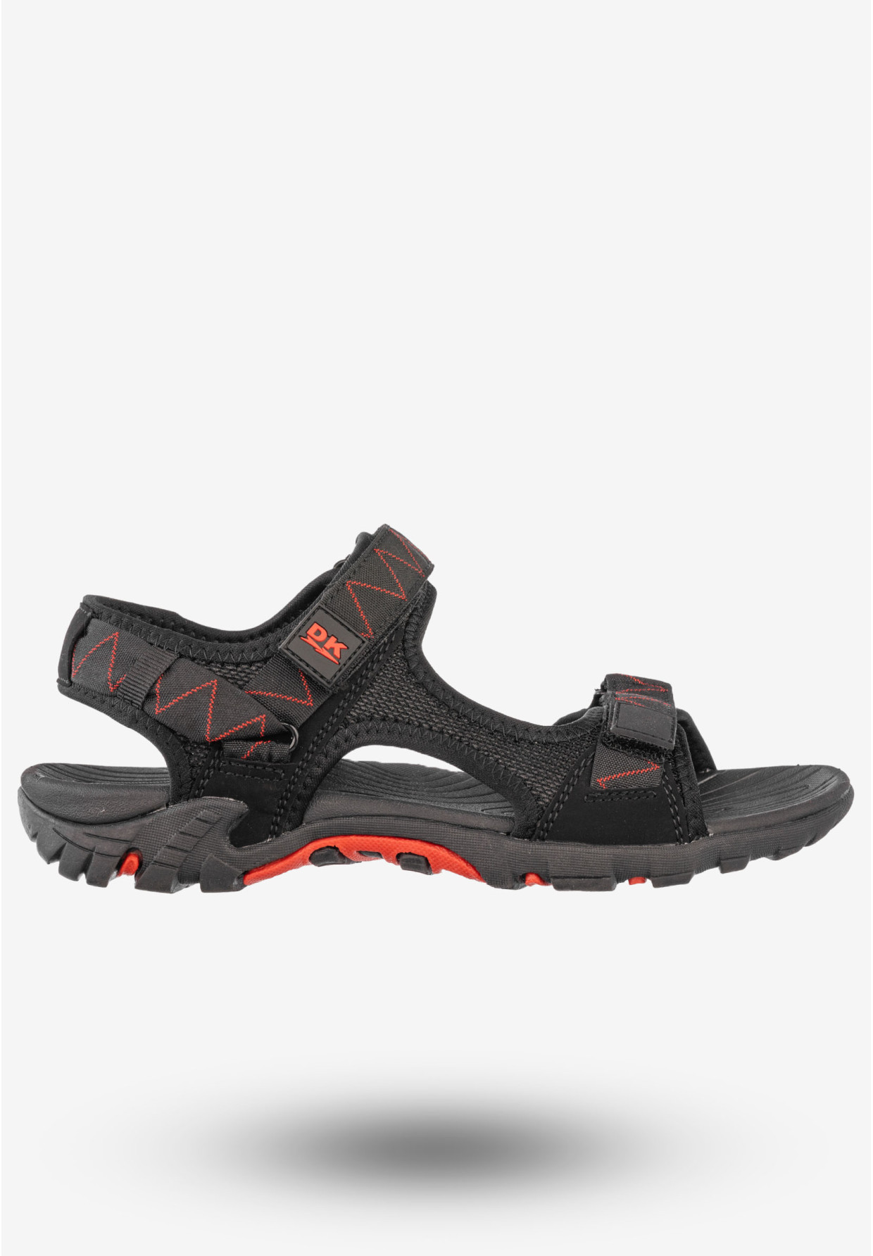 Sandały Męskie Ekoskóra Buty Na Rzepy Letnie DK Czarny/Czerwony S9507