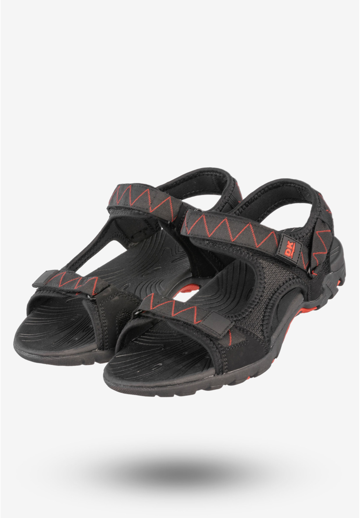 Sandały Męskie Ekoskóra Buty Na Rzepy Letnie DK Czarny/Czerwony S9507
