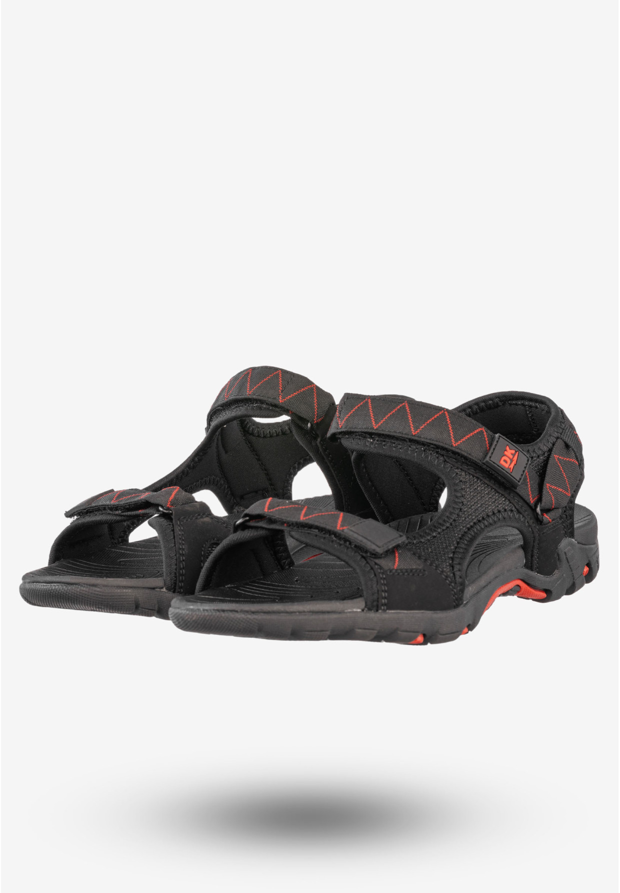 Sandały Męskie Ekoskóra Buty Na Rzepy Letnie DK Czarny/Czerwony S9507