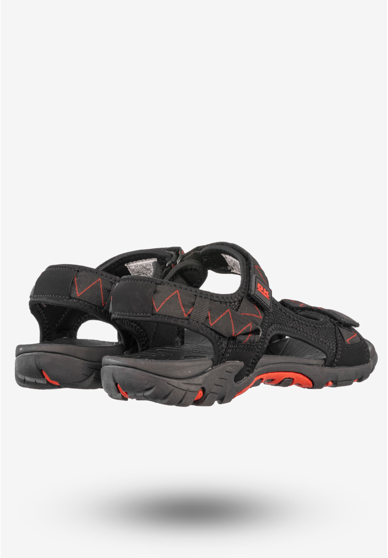 Sandały Męskie Ekoskóra Buty Na Rzepy Letnie DK Czarny/Czerwony S9507