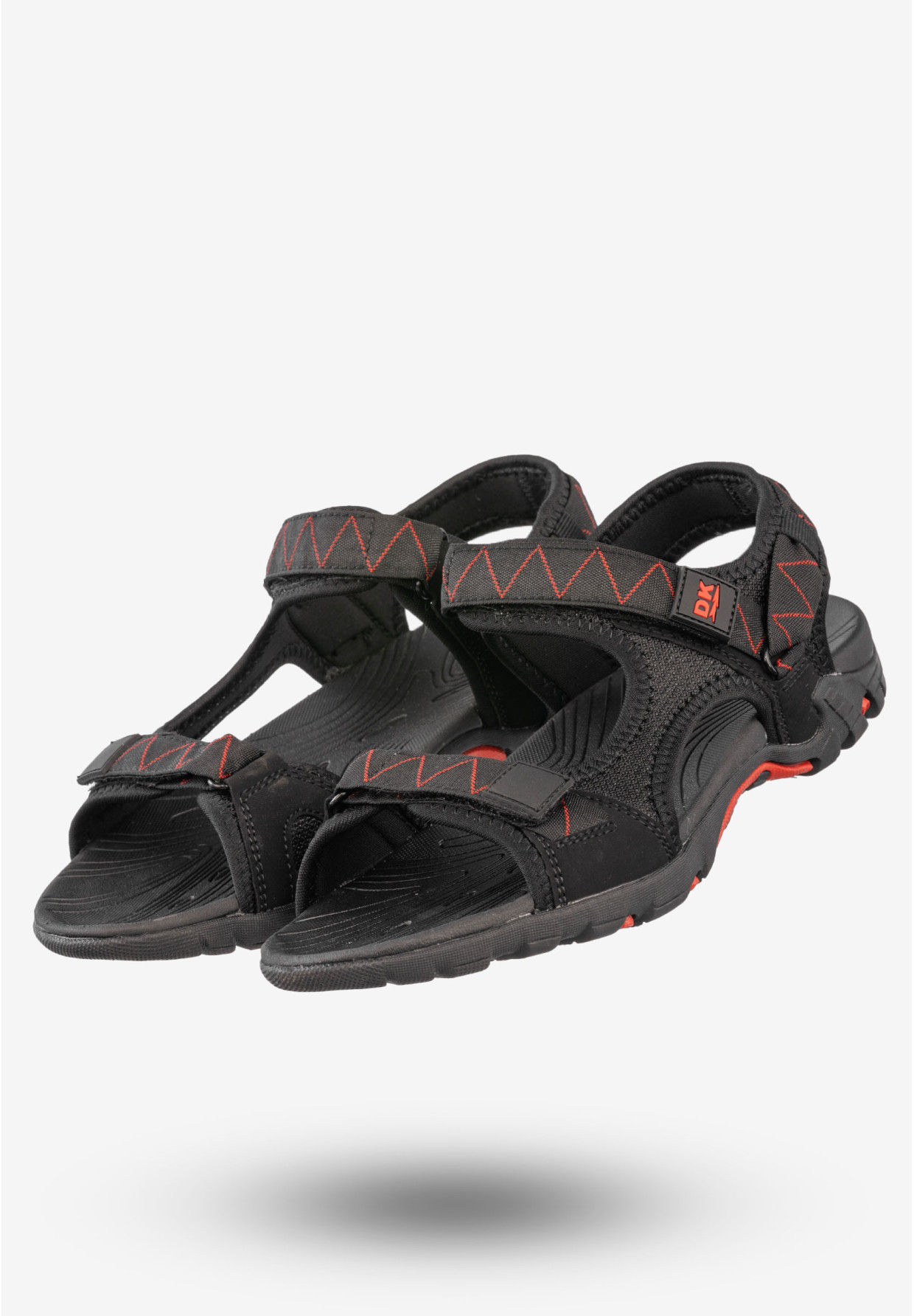 Sandały Męskie Ekoskóra Buty Na Rzepy Letnie DK Czarny/Czerwony S9507