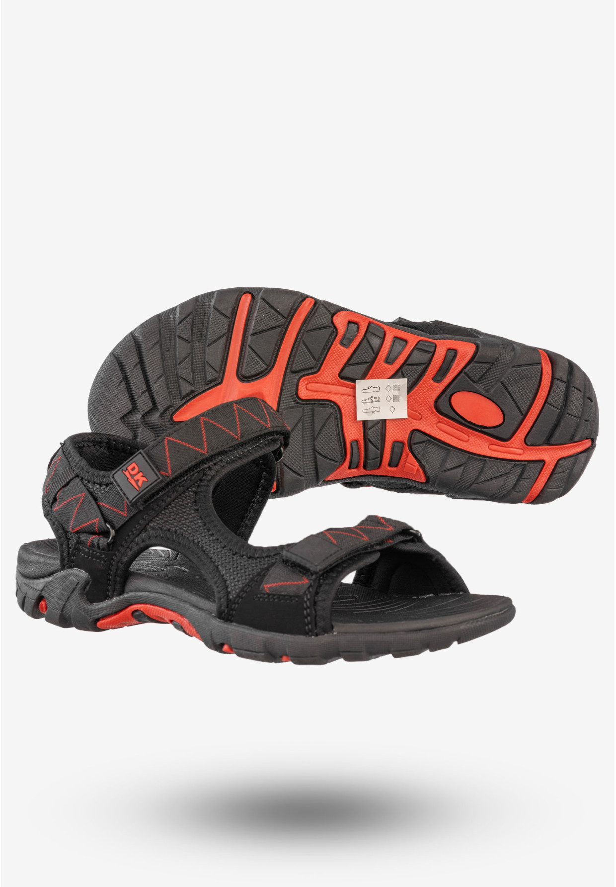 Sandały Męskie Ekoskóra Buty Na Rzepy Letnie DK Czarny/Czerwony S9507