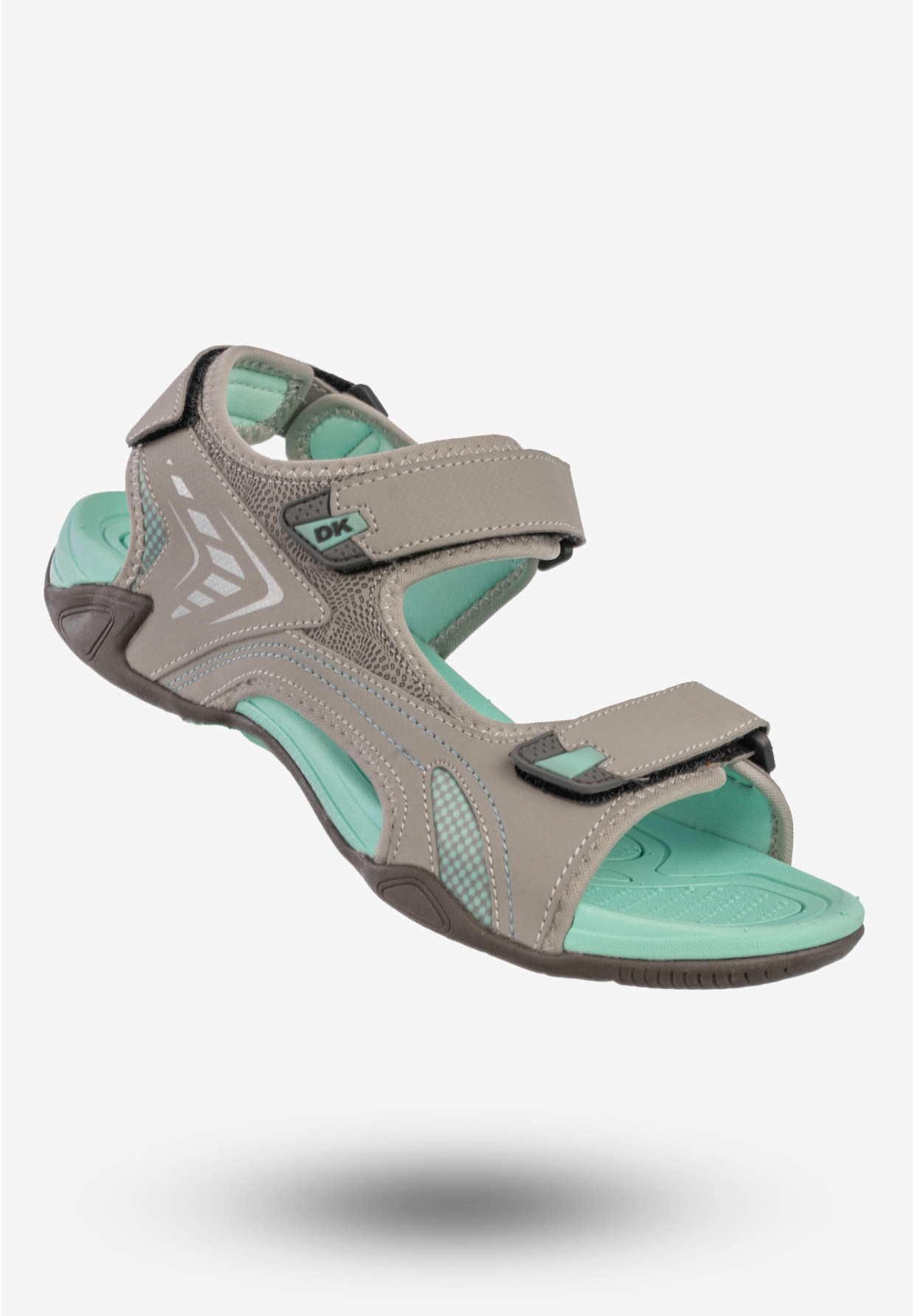 Sandały Męskie Ekoskóra Buty Na Rzepy Letnie DK Szary/Zielony DK3431