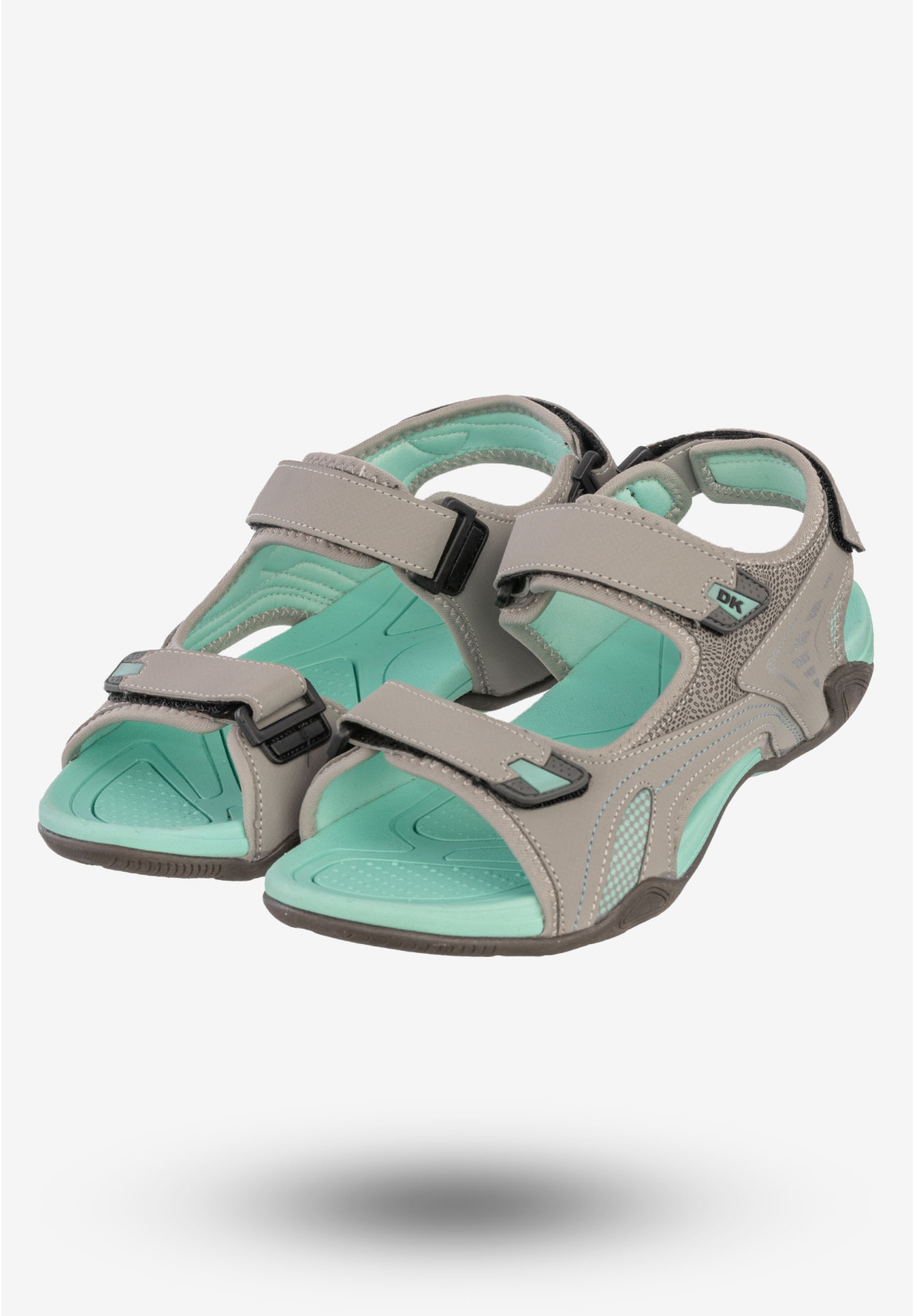Sandały Męskie Ekoskóra Buty Na Rzepy Letnie DK Szary/Zielony DK3431