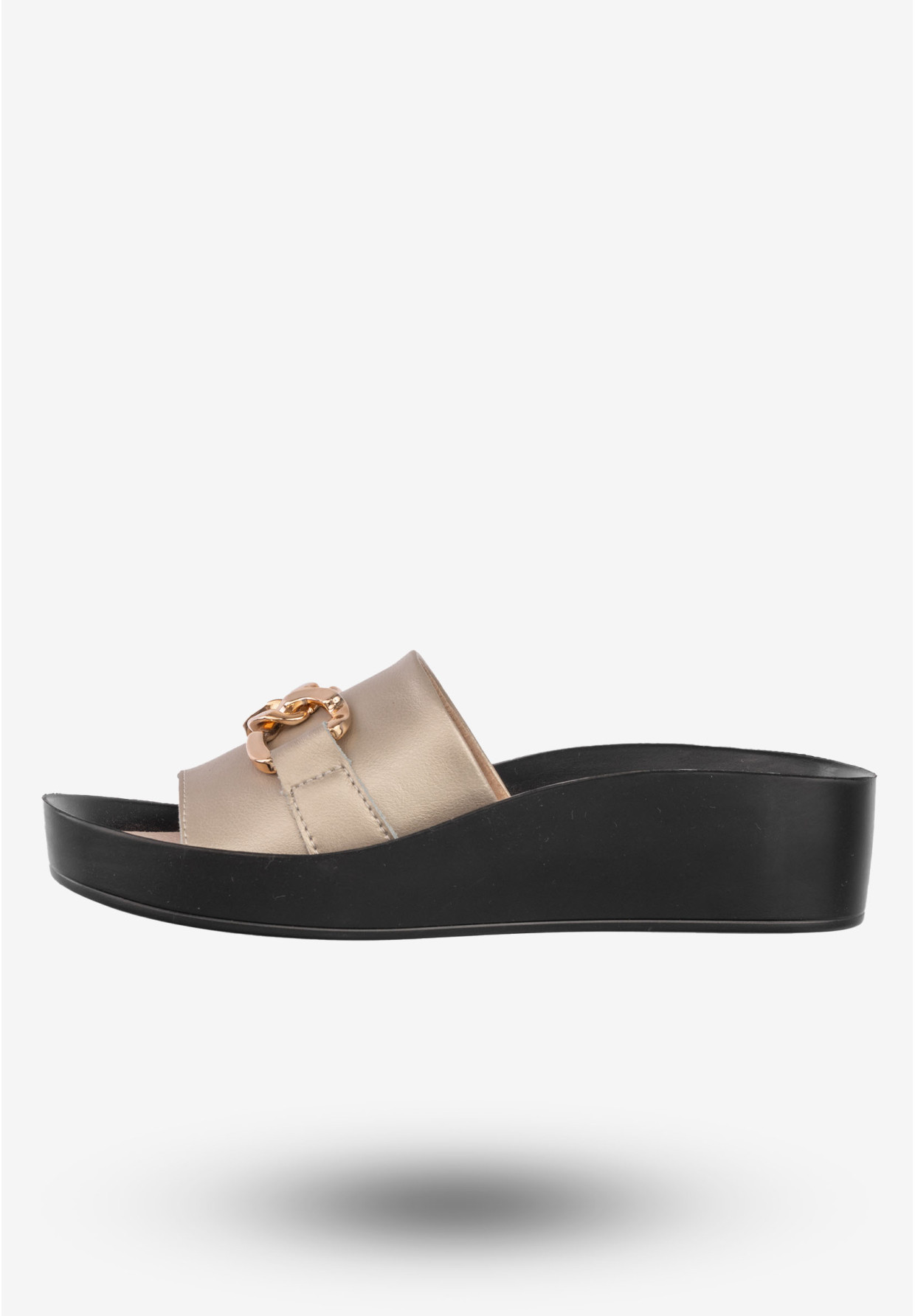 Klapki Damskie Skórzane Buty Eleganckie Filippo Złote DK3590/22
