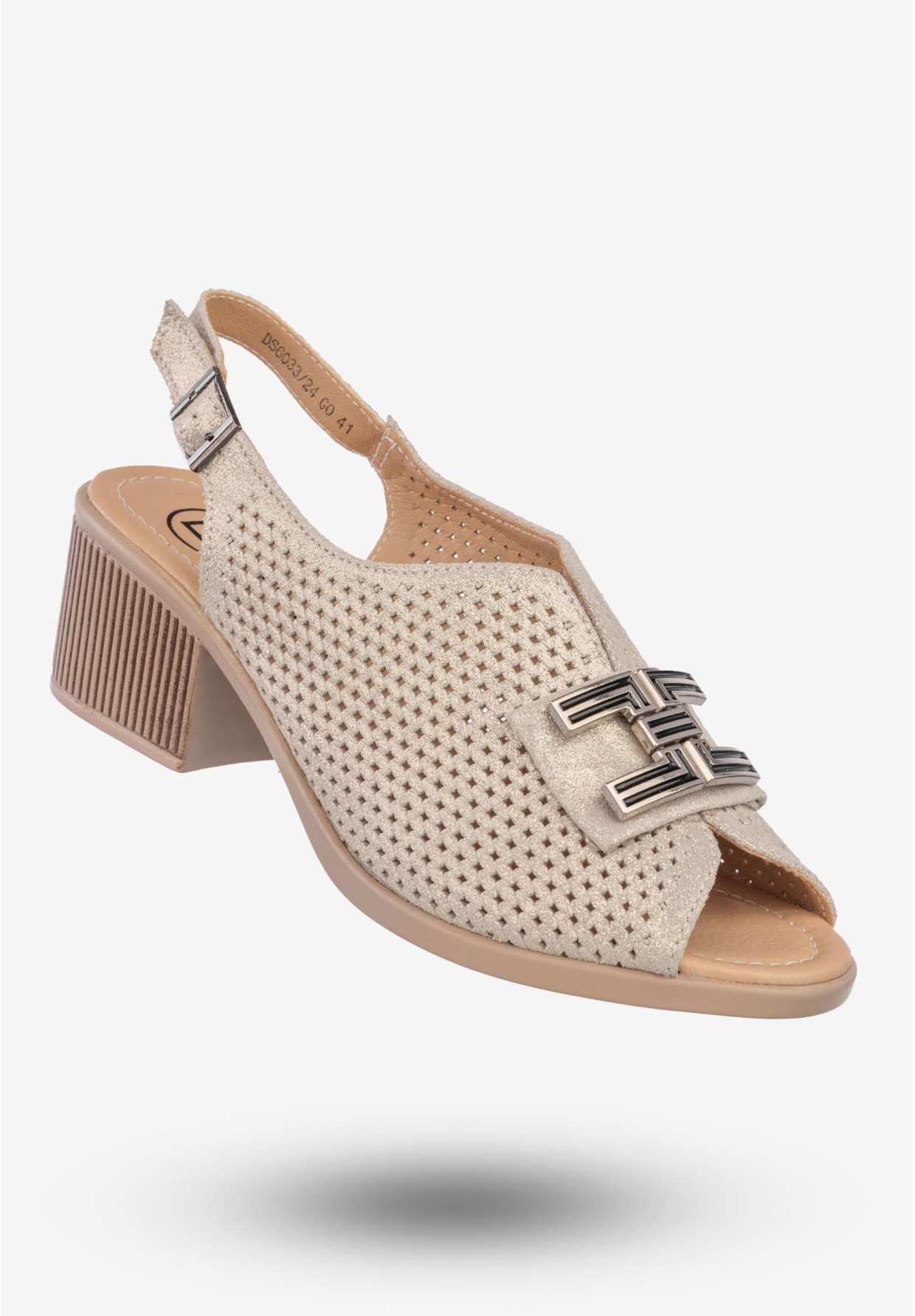 Sandały Damskie Skórzane Buty Na Obcasie Filippo Złote DS6033/24